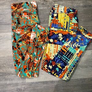 2 pair LuLaRoe Colorful Patterned Leggings Set EUC like new